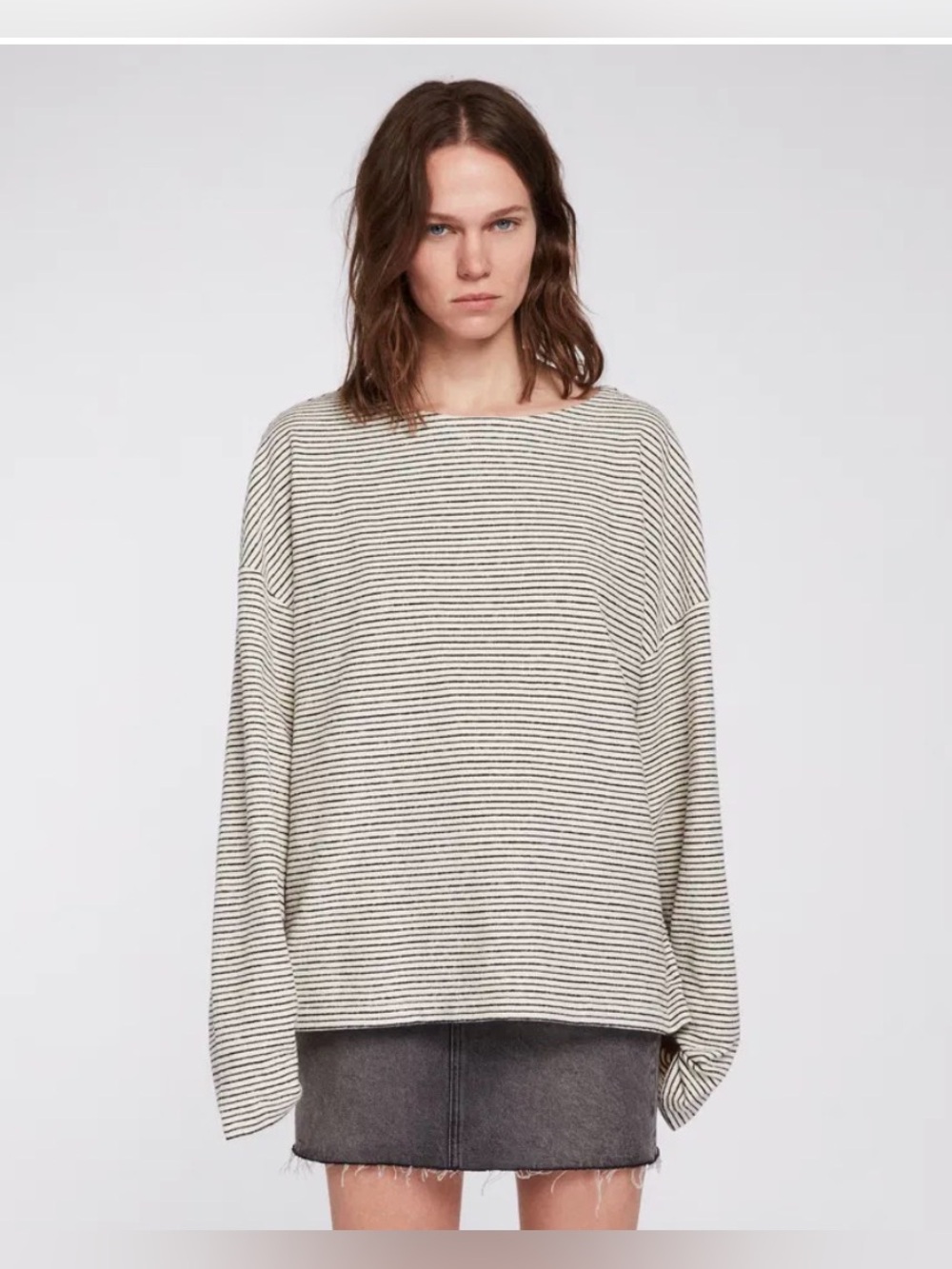 All Saints Adelise Stripe Top Cotton Oversized, size XS /S
